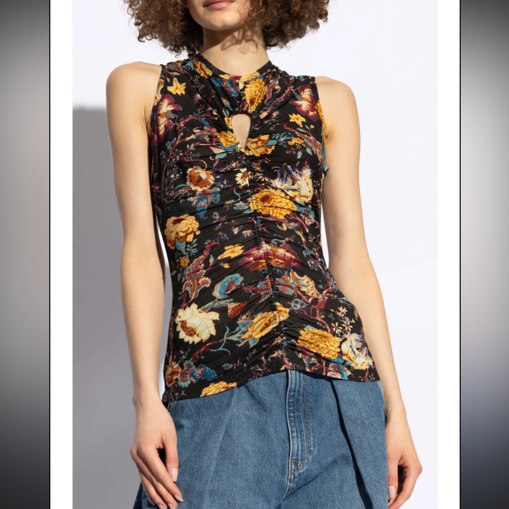 Ulla Johnson Gabi Cutout Gathered Jersey Tank Top